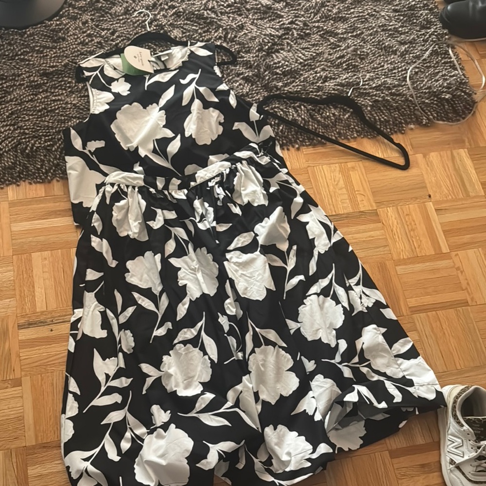 Kate Spade Black and White Floral Midi Dress